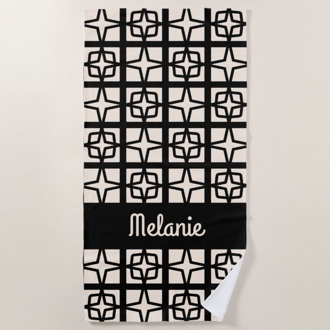 Mittelalterliche Moderne Atomic 1950er Retro Perso Strandtuch (Vorderseite)