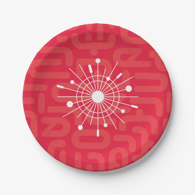Mittelalterliche moderne Atomic Sputnik Weihnachte Pappteller (Vorderseite)