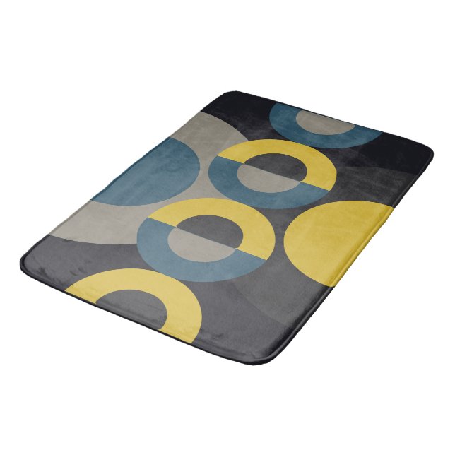 Mittelalterliche Moderne blaugelbe Gunmetall Badematte (Schrägansicht)