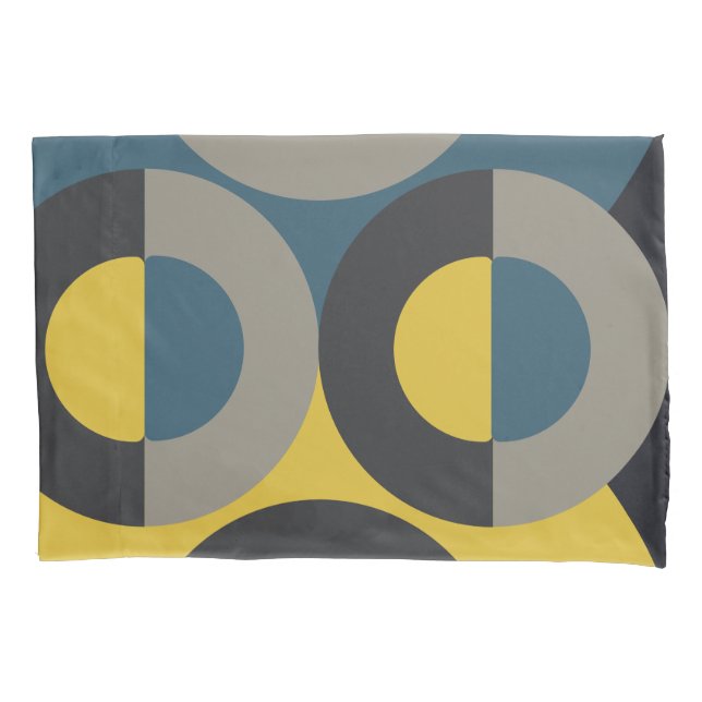 Mittelalterliche Moderne blaugelbe Gunmetall Kissenbezug (Vorderseite)