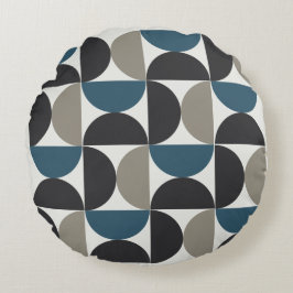 Mittelalterliche Moderne Blaugraue Gunmetall Rundes Kissen