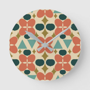 Mittelalterliche moderne Blume Diamantgelb Runde Wanduhr