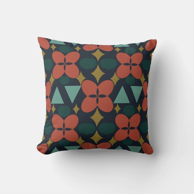 Mittelalterliche moderne Blume Diamond Blue Kissen (Vorderseite)