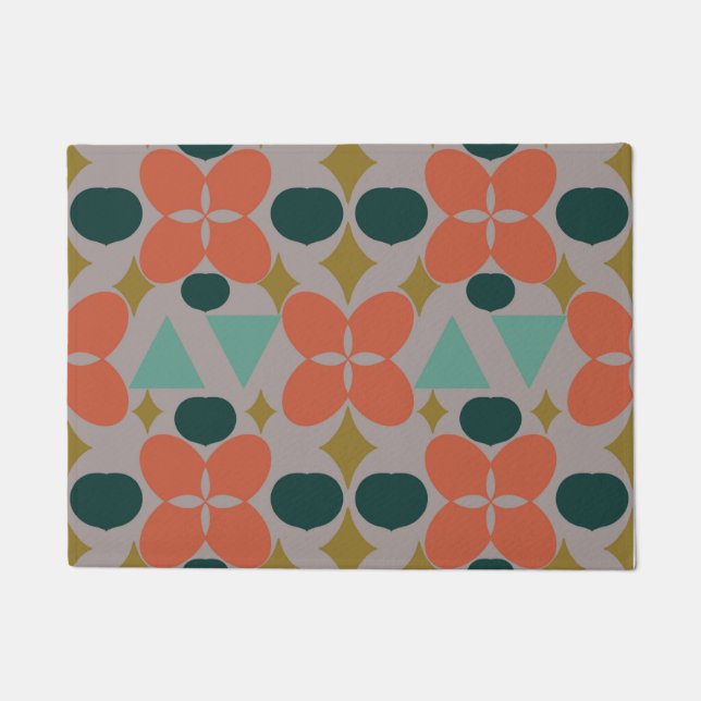 Mittelalterliche moderne Blume Diamond Grau Fußmatte (Vorderseite)