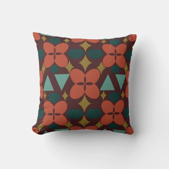 Mittelalterliche moderne Blume Diamond Rot Kissen (Vorderseite)