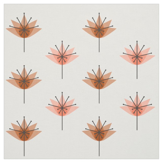 Mittelalterliche Moderne Blume Orange Stoff (Muster)