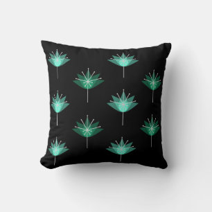 Mittelalterliche Moderne Blume Schwarz Türkis Kissen