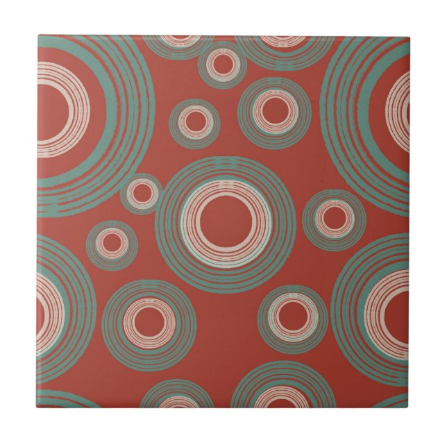 Mittelalterliche Moderne Circle Red Fliese (Vorderseite)
