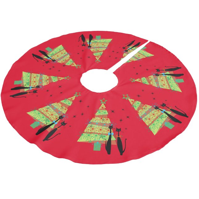 Mittelalterliche moderne Coole Katzenweihnachtsbau Polyester Weihnachtsbaumdecke (Schrägansicht)