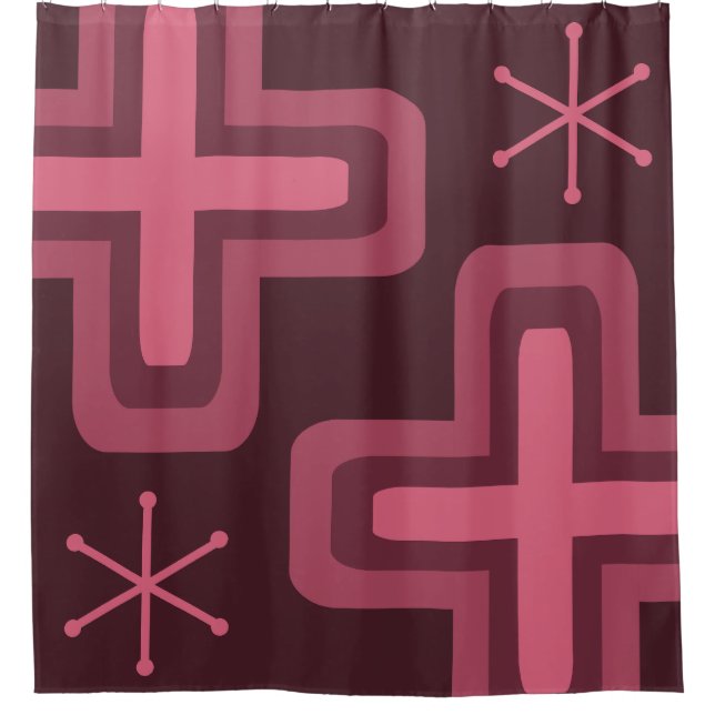 Mittelalterliche moderne Crosses Dark Red Duschvorhang (Vorderseite)