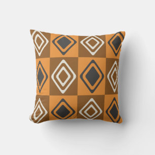 Mittelalterliche moderne Diamanten Orange Brown Kissen