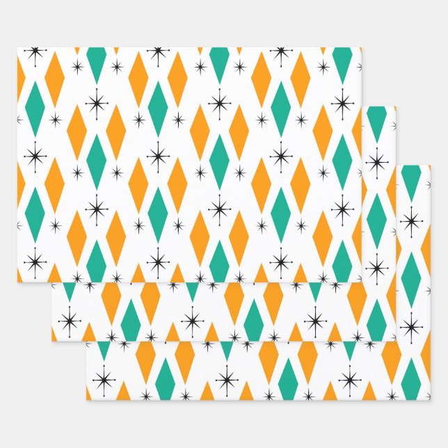 Mittelalterliche moderne Diamanten Sternexplosione Geschenkpapier Set (Set)