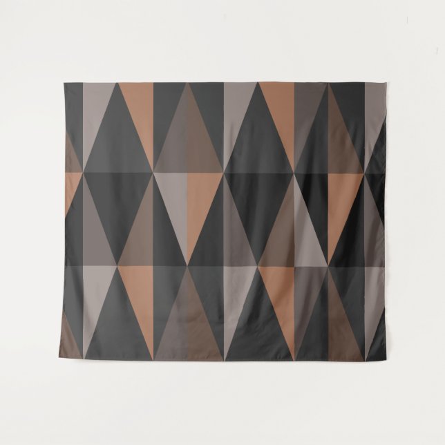 Mittelalterliche moderne Dreiecke Dunkle Sepia Wandteppich (Vorderseite (Horizontal))
