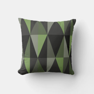 Mittelalterliche moderne Dreiecke Dunkles Olive Kissen