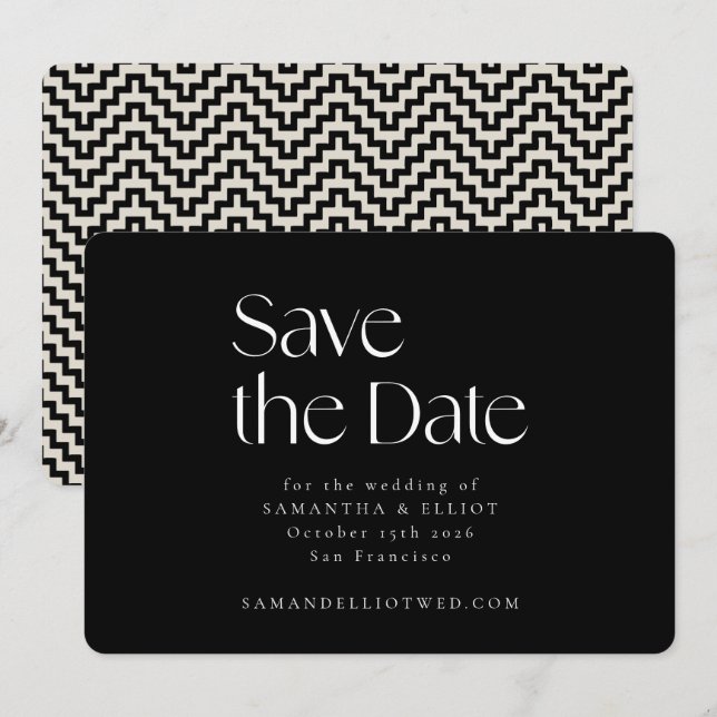 Mittelalterliche Moderne Elegante Geometrische Sch Save The Date (Vorne/Hinten)