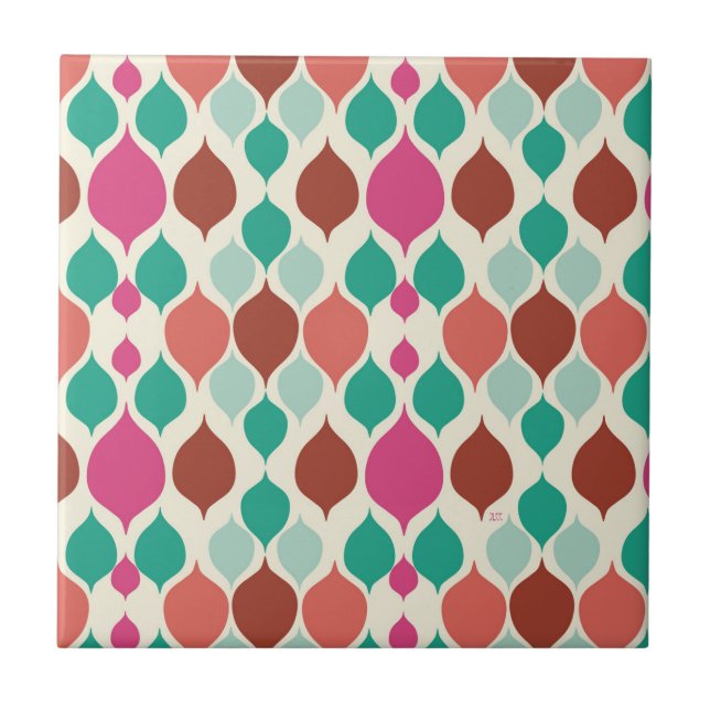 Mittelalterliche moderne, farbenfrohe Geometrie  Fliese (Vorderseite)