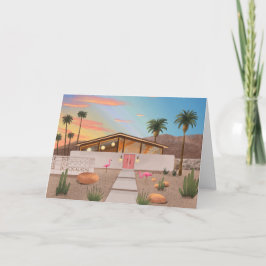 Mittelalterliche moderne Flamingo House Blank Card Karte