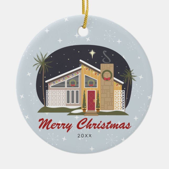 Mittelalterliche Moderne frohe Weihnachtsstätte Keramik Ornament (Vorne)