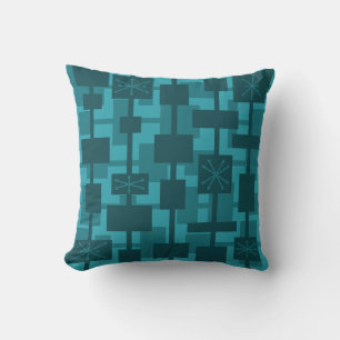 Mittelalterliche moderne geometrische Aquamarin Kissen