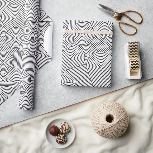 Mittelalterliche moderne geometrische Arche Schwar Geschenkpapier (Basteln)