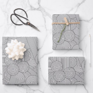 Mittelalterliche moderne geometrische Arche Schwar Geschenkpapier Set