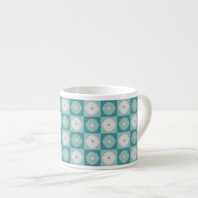 Mittelalterliche Moderne geometrische Blume Espres Espressotasse (Vorderseite Rechts)