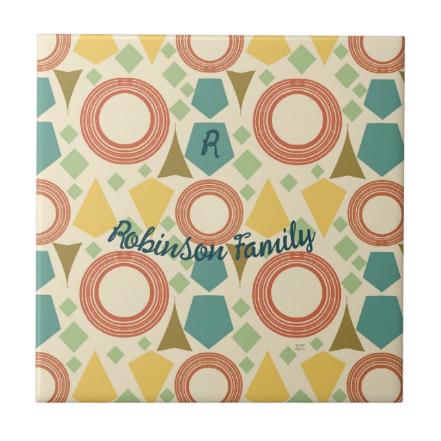 Mittelalterliche moderne geometrische Farbgebung P Fliese (Vorderseite)