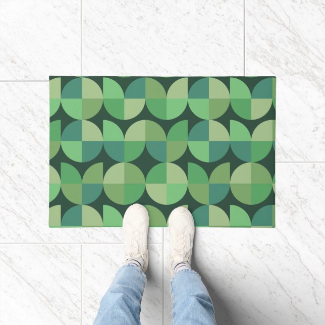 Mittelalterliche moderne geometrische Formen Grün Fußmatte (Indoor)
