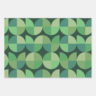 Mittelalterliche moderne geometrische Formen Grün Geschenkpapier Set