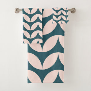 Mittelalterliche moderne geometrische Muster in Aq Badhandtuch Set