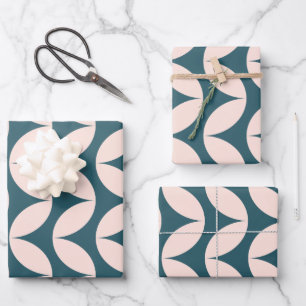 Mittelalterliche moderne geometrische Muster in Aq Geschenkpapier Set