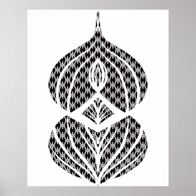 Mittelalterliche moderne geometrische Schwarz-weiß Poster (Vorne)