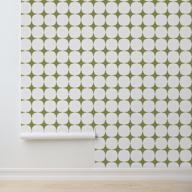 Mittelalterliche, moderne, grüne geometrische Star Tapete (Anwendung)