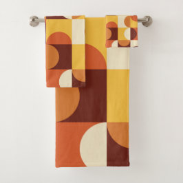 Mittelalterliche Moderne Halbkreise gelb und orang Badhandtuch Set