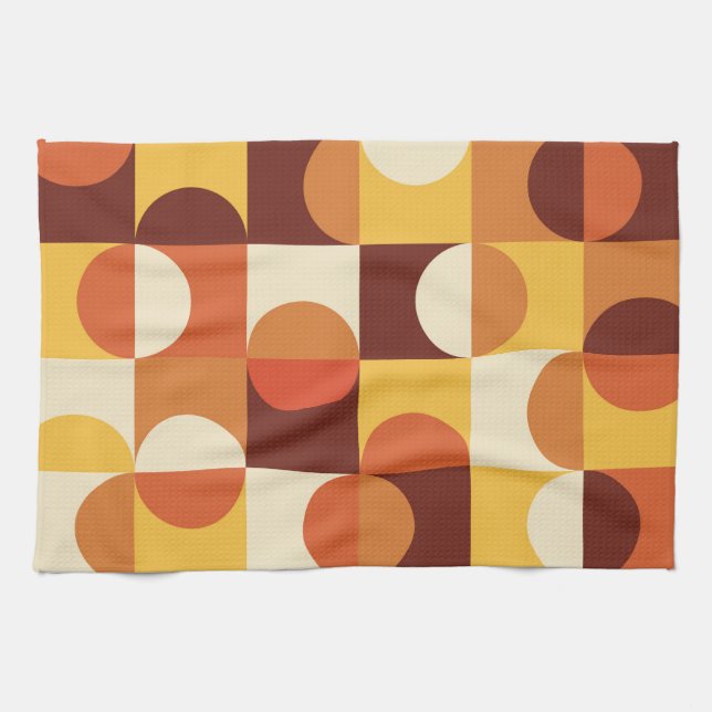 Mittelalterliche Moderne Halbkreise gelb und orang Geschirrtuch (Horizontal)