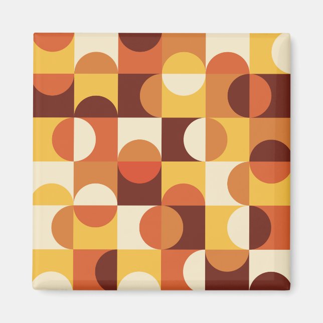 Mittelalterliche Moderne Halbkreise gelb und orang Magnet (Vorne)
