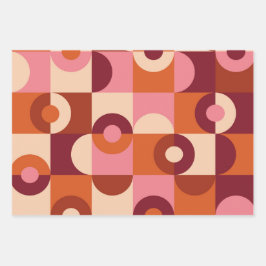 Mittelalterliche moderne Halbkreise rosa braun ora Geschenkpapier Set