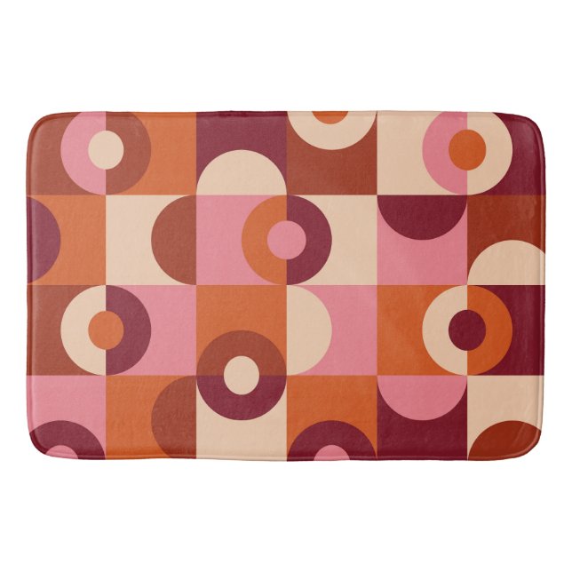 Mittelalterliche moderne Halbkreise rosa orange Badematte (Vorderseite)