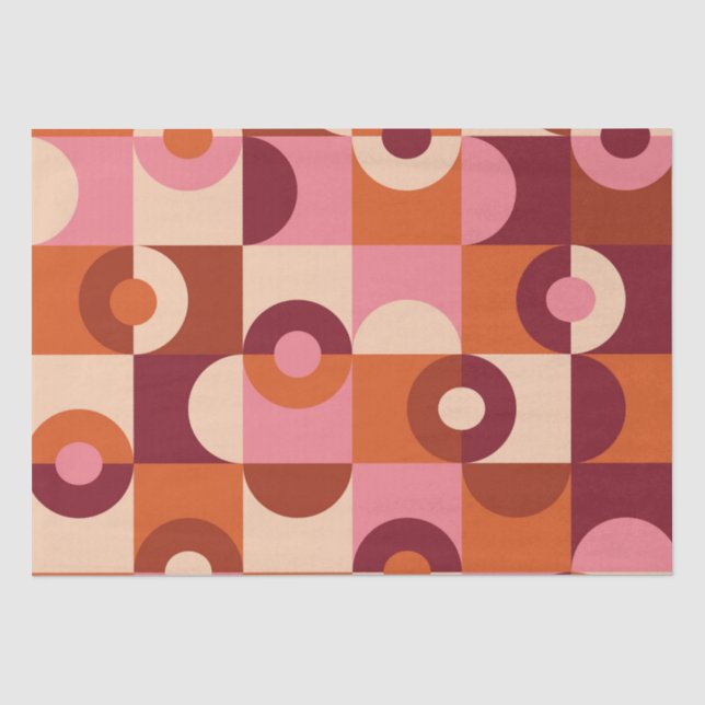 Mittelalterliche moderne Halbkreise rosa orange Seidenpapier (Vorderseite)