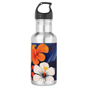 Mittelalterliche moderne hawaiianische Hibiskus- u Edelstahlflasche