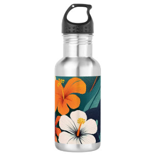 Mittelalterliche moderne hawaiianische Hibiskus- u Edelstahlflasche