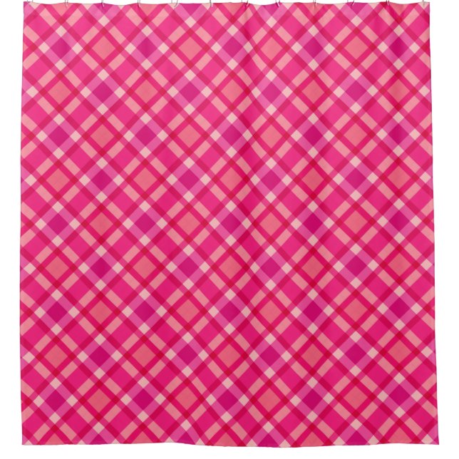 Mittelalterliche Moderne Kariert, Fuchsienrosa und Duschvorhang (Vorderseite)