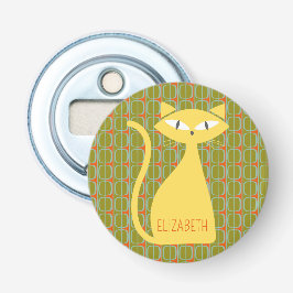 Mittelalterliche moderne Katze über geometrisches  Flaschenöffner