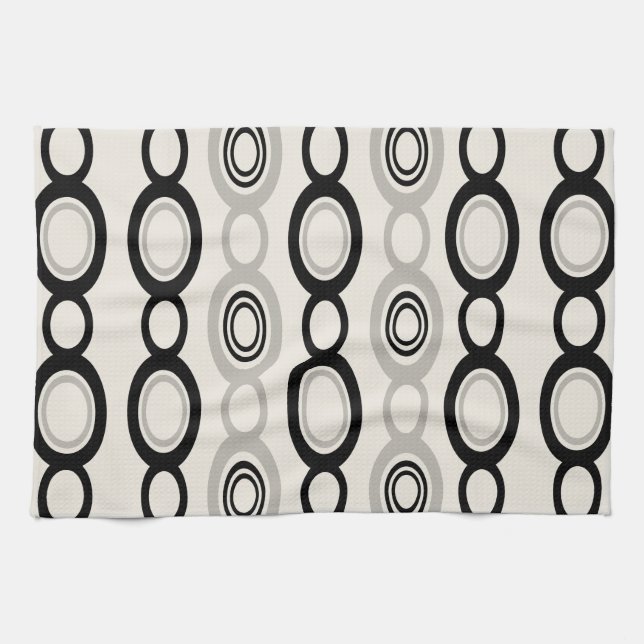 Mittelalterliche moderne Kettenlinks Schwarz Grau Geschirrtuch (Horizontal)