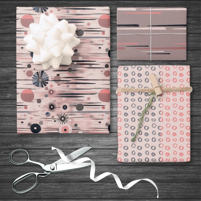 Mittelalterliche moderne Lila, blumenrosa Zirkelli Geschenkpapier Set (Von Creator hochgeladen)