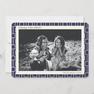 Mittelalterliche Moderne Muster im blauen Hanukkah Feiertagskarte