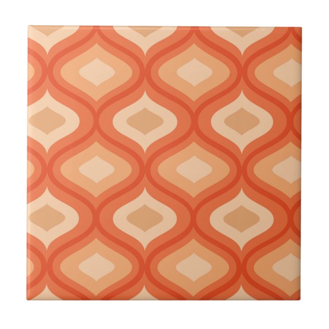Mittelalterliche Moderne Ogee Orange und Beige Fliese (Vorderseite)