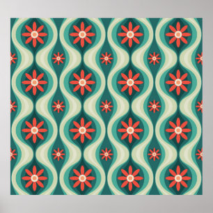 Mittelalterliche Moderne: Orangefarbene Blume Abst Poster