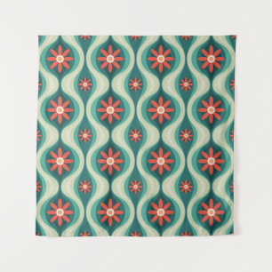 Mittelalterliche Moderne: Orangefarbene Blume Abst Wandteppich