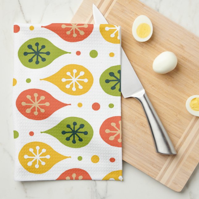 Mittelalterliche Moderne orangefarbene Regenfälle  Geschirrtuch (Viertel Falte)